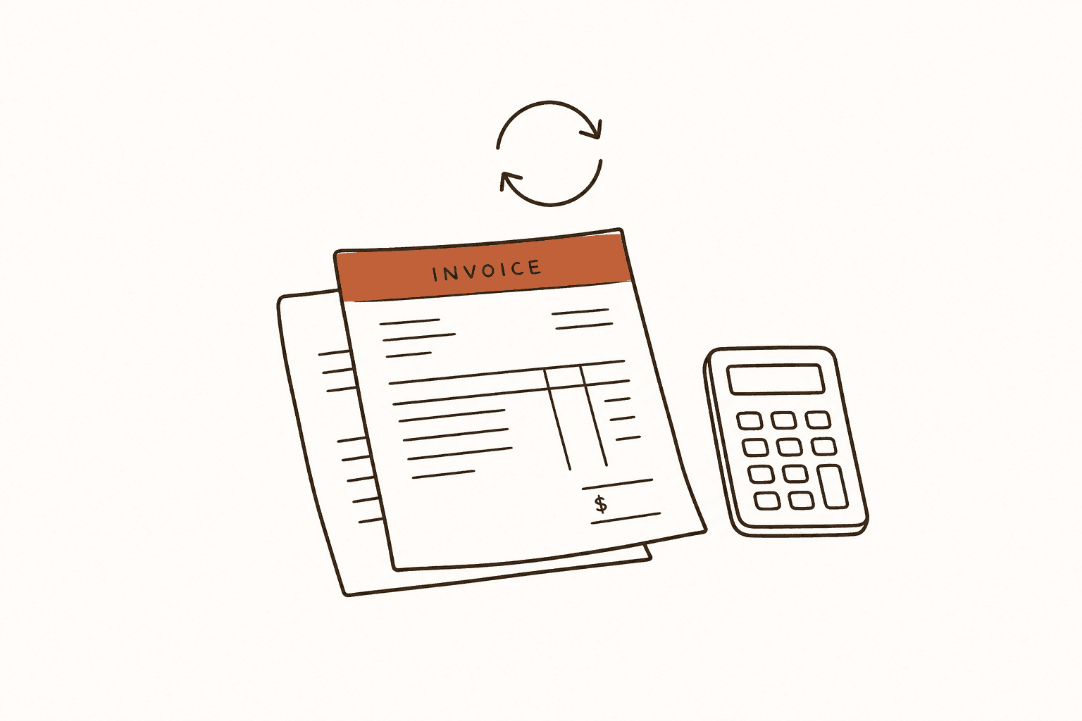 Practice administration with an invoice and calculator