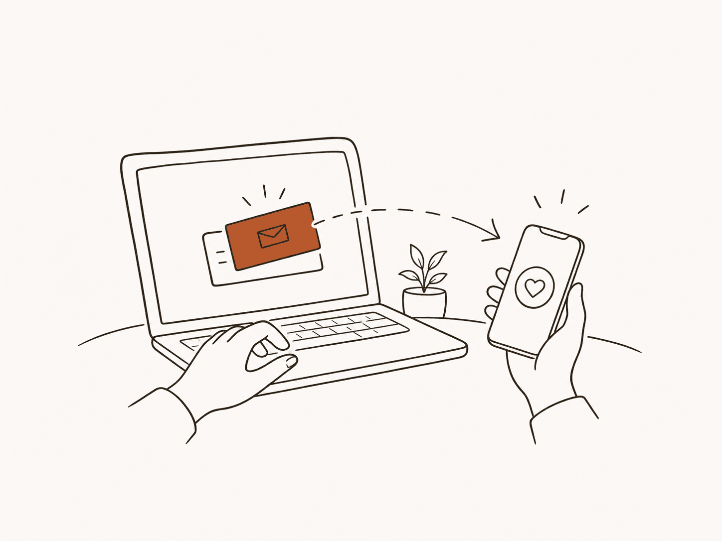 A therapist-led invitation being sent from a laptop to a client phone